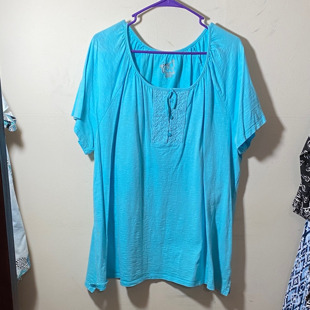 Women's Blue Top with eyelet details cotton